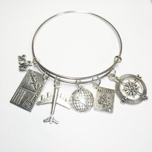 Load image into Gallery viewer, 2019 2020 2021 2022 Earth Plane Postcard Alloy Bracelet Compass Pendant Travel Bracelet Best Friend Jewelry Gift Handmade DIY